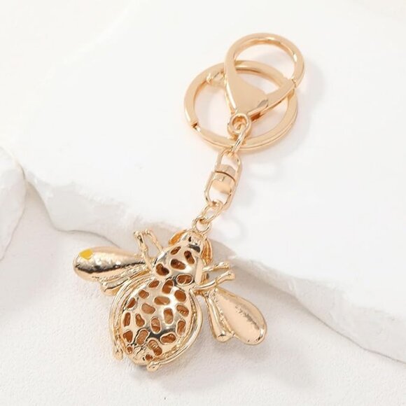 Rhinestone Bumble Bee Gold Keychain or Handbag Accessory - Picture 3 of 3